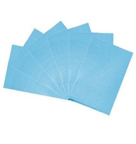 Serviettes dentaires avec film PE 33x45cm (2-couches) - blue claire 500 pcs.