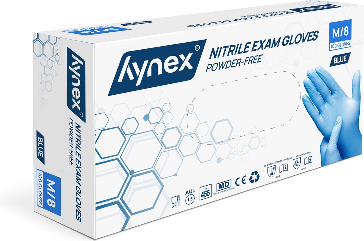 Gants nitrile Hynex Bleu médical 10 x 100 pièces