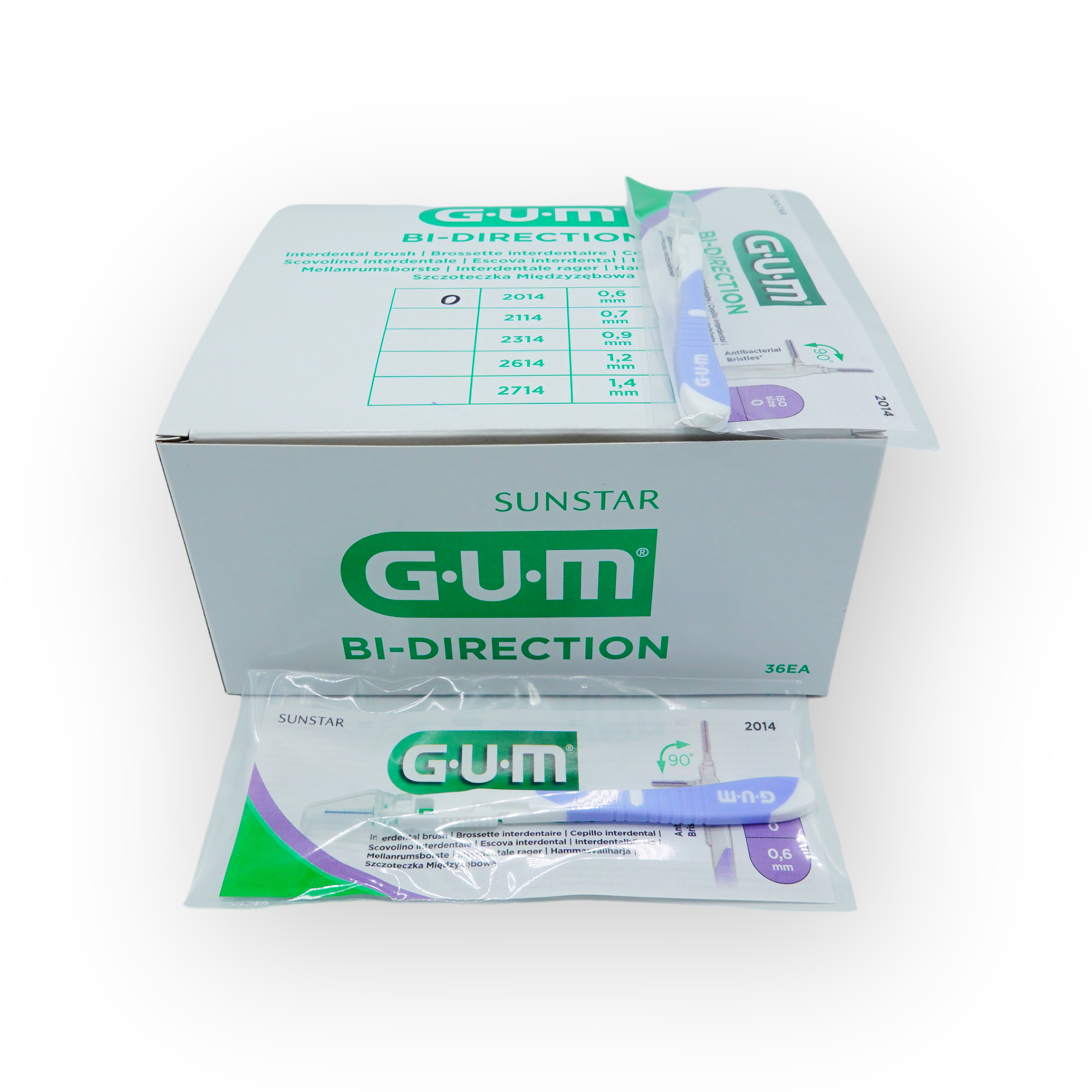 Gum Bi-Direction ragers 0,6 mm,  lavendel - bulk 36/pdoos