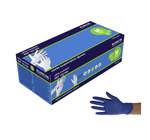 Handschoenen nitrile blauw Medium Klinion (150 stuks)