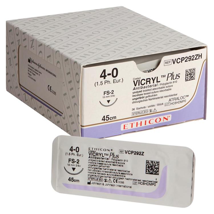 Coated Vicryl® Plus Antibacterial (polyglactine 910) hechtdraad 4-0snijdend 19mm FS-2 - niet gekleu