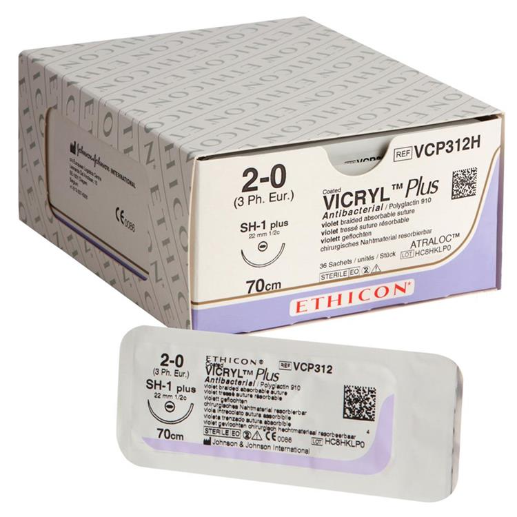Coated Vicryl® Plus Antibacterial (polyglactine 910) hechtdraad 2-0 rond22mm - SH-1 plus