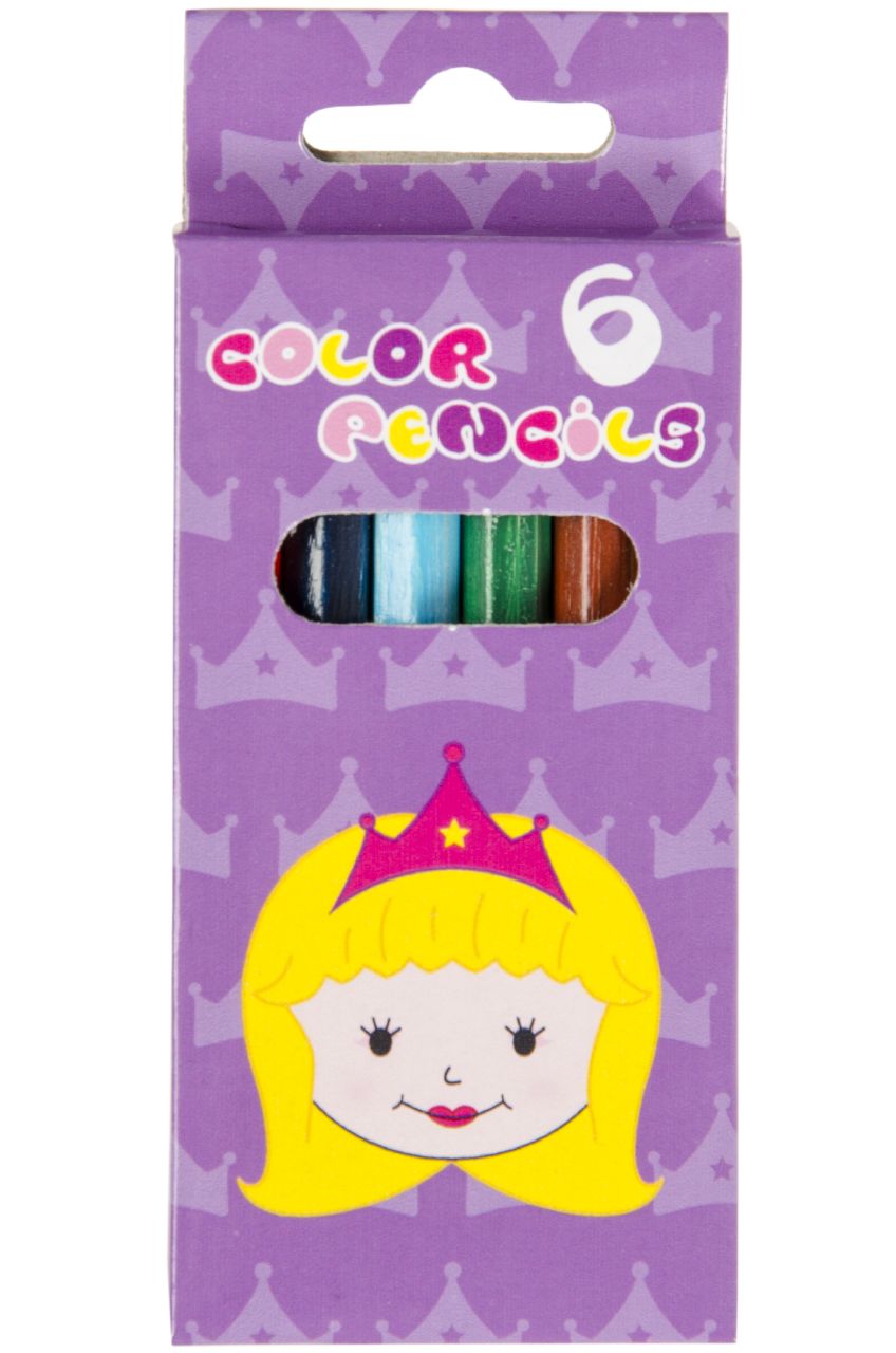 Crayons de couleur Princesse 6 pcs/bte x 24 bts