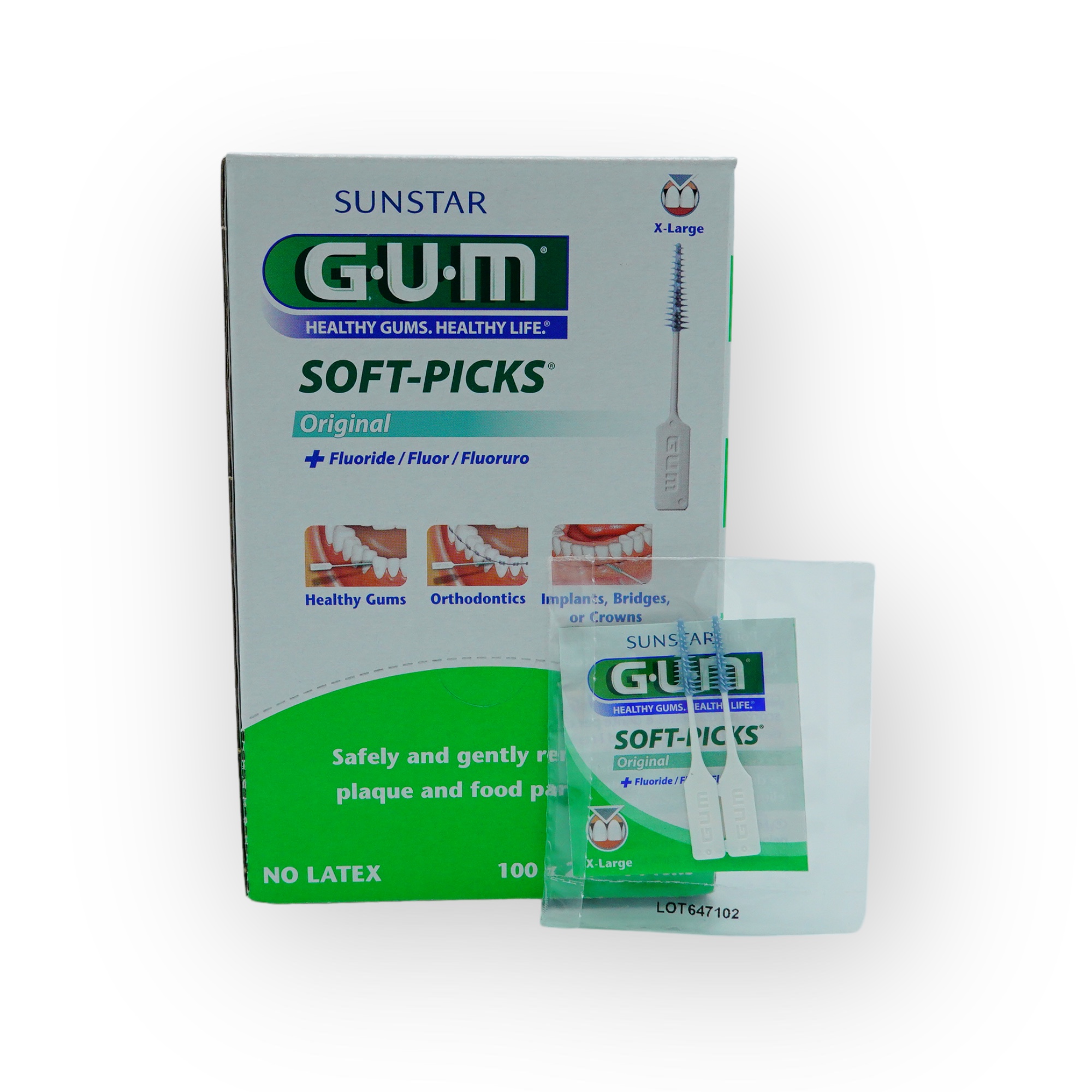 Gum Soft Picks Original XLarge cures-dents - sample box - 100 x 2 pcs