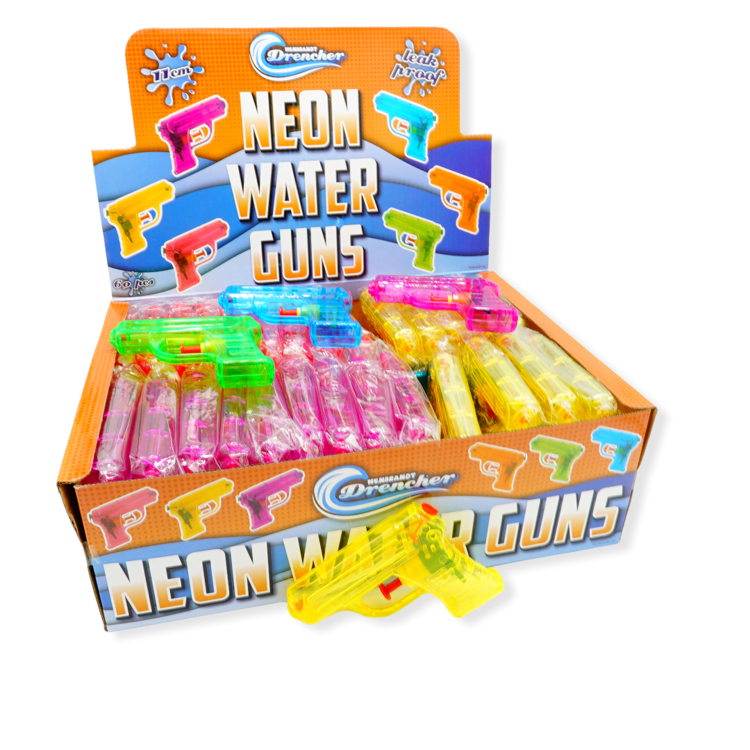 Neon Water Guns pistolet à eau 11 cm 6 coleurs 60pcs par boite