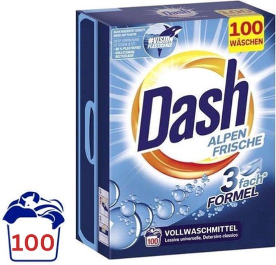 Dash lessive en poudre 6kg/100 lavages alpine fresh pour linge blanc