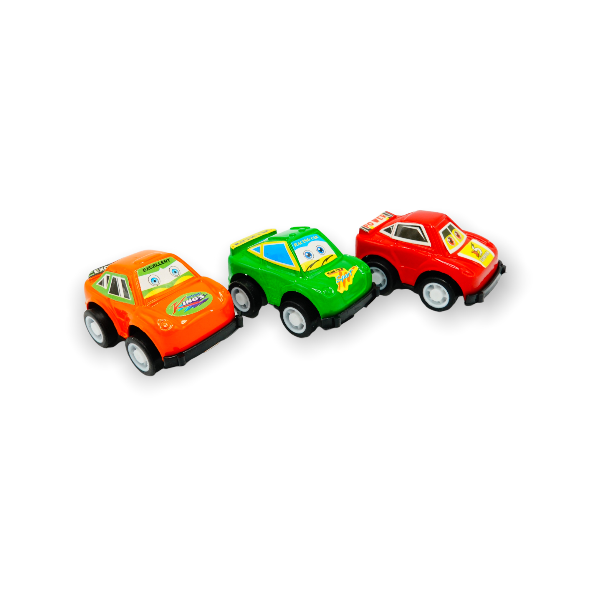 Mini Cartoon auto met pullback motor 5cm 6 kleuren 60 stuks