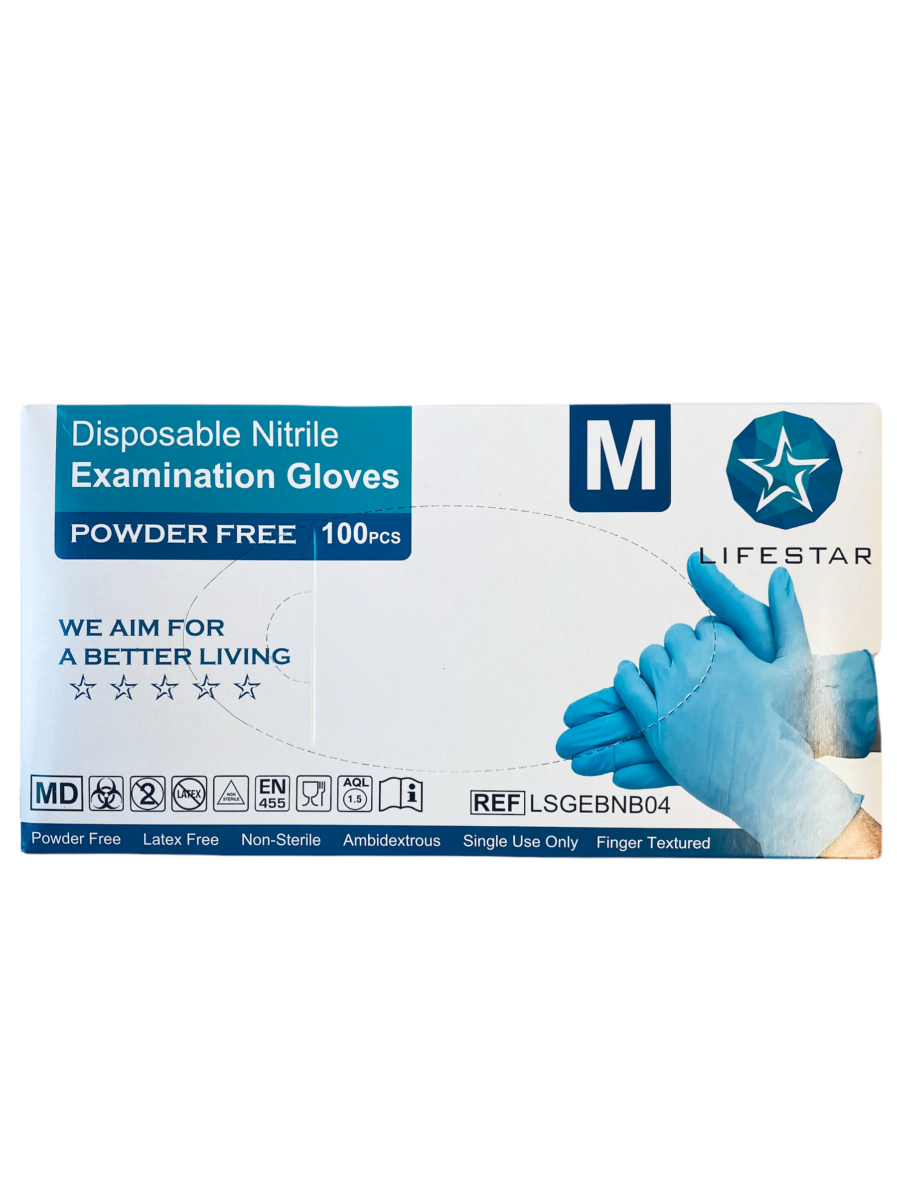 Handschoenen nitrile blauw Medium Life Star (10 x 100 stuks)