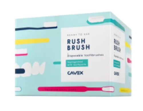 Cavex Rush Brush wegwerp tandenborstel met tandpasta 100st