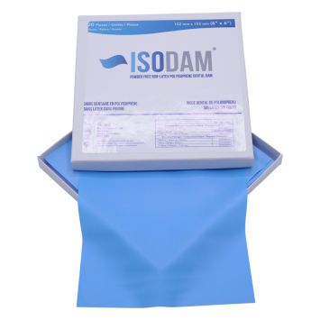 ISODAM digues non-latex Heavy bleu 152mm x 152mm 20 pcs