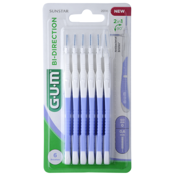 Gum brosses Bi-Direction 0,6 mm, lavande - 6 brosses par blister