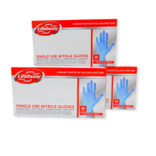 Gants jetables Lifebuoy UNILEVER nitrile bleu  (100 pièces)