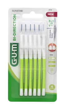 Gum brosses Bi-Direction 0,7 mm , vert - 6 brosses par blister