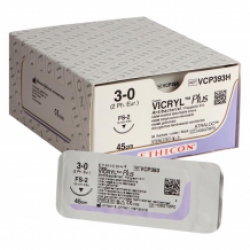 Coated Vicryl® Plus Antibacterial (polyglactine 910) hechtdraad snijdendFS-2 19mm - 3-0