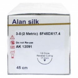 Fil de suture 3-0 coupante 17mm non resorb.