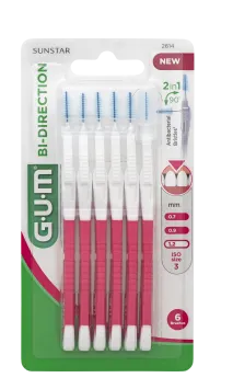 Gum Bi-Direction ragers 1,2 mm, roze - 6 ragers per blister