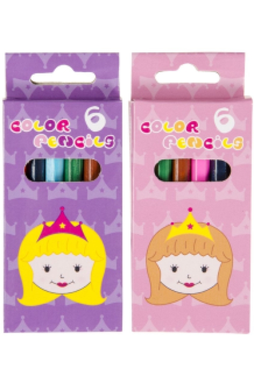 Crayons de couleur Princesse 6 pcs/bte x 24 bts