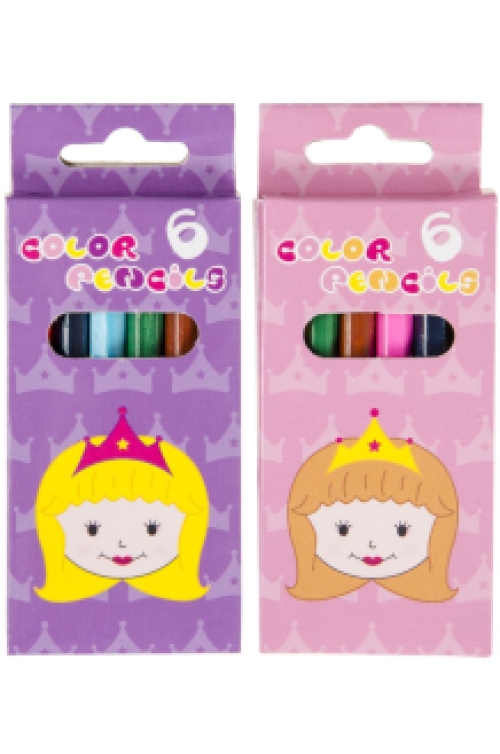 Kleurpotloodjes Prinses 6stuks/doos x 24 doosjes