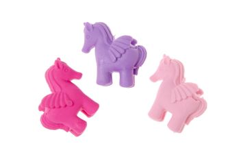 Gomme Licorne 4cm 3 couleurs par 48 pcs