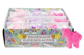 Gommetje Eenhoorn 4cm 3 kleuren per 48 st