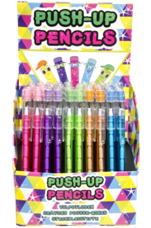 Crayons pousse mine avec gomme 5 couleurs 50pcs en display