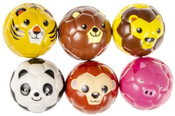 Dierengezichtje anti-stress bal 7cm 6 soorten 24 stuks