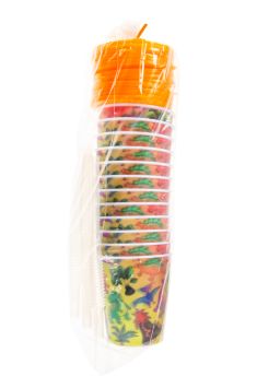 Gobelets 250ml Dinos en 3D avec paille, bouchon et couvercle 24 pièces