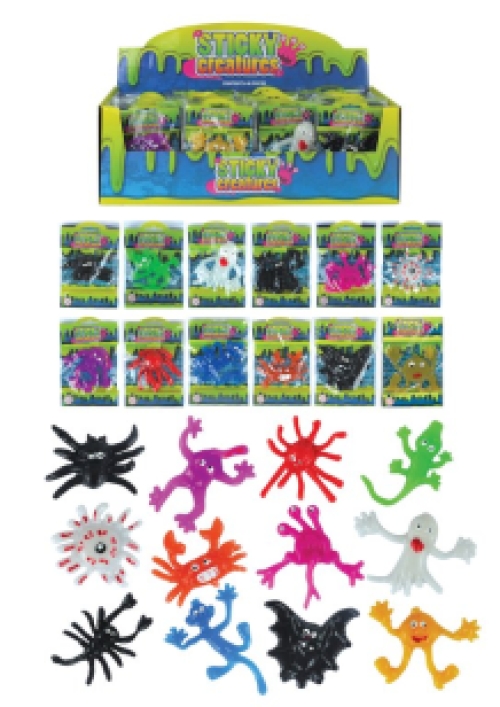 Sticky monsters 9-11 cm 48 stuks