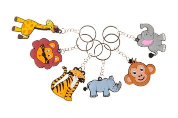 Sleutelhanger Jungle dieren 48 stuks