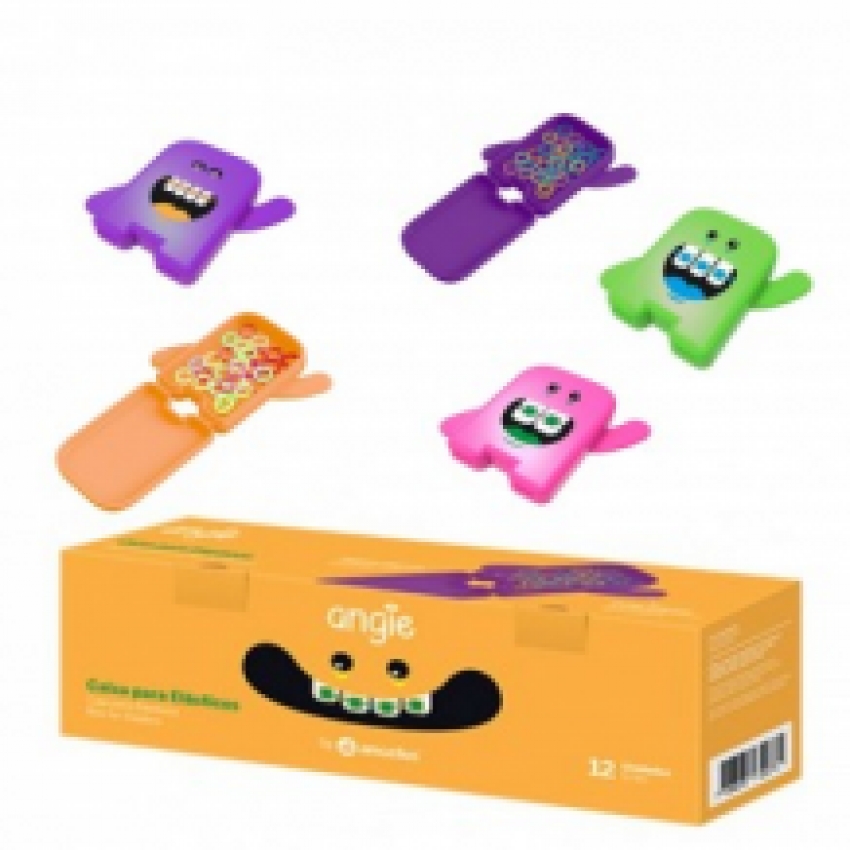 Bewaarboxjes voor Ortho Elastics roze-groen-paars 12 st