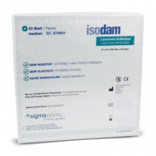 Isodam cofferdam Medium blue non-latex 152 x 152 20vel