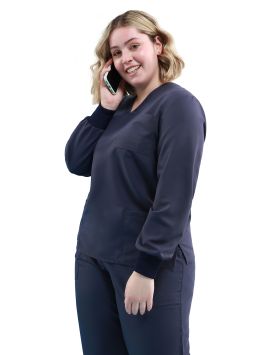 Tunique Unisex Quick Smart sans repassage manches longues Dark Blue