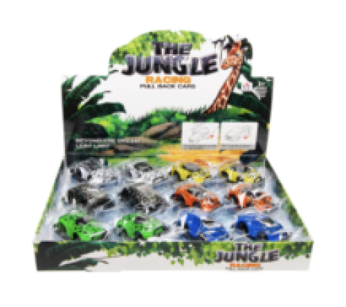 Jungle car pull back (12 stuks)