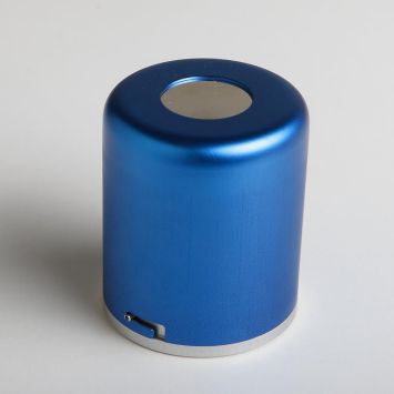 Katoen dispenser aluminium blauw diam 50mm h70mm